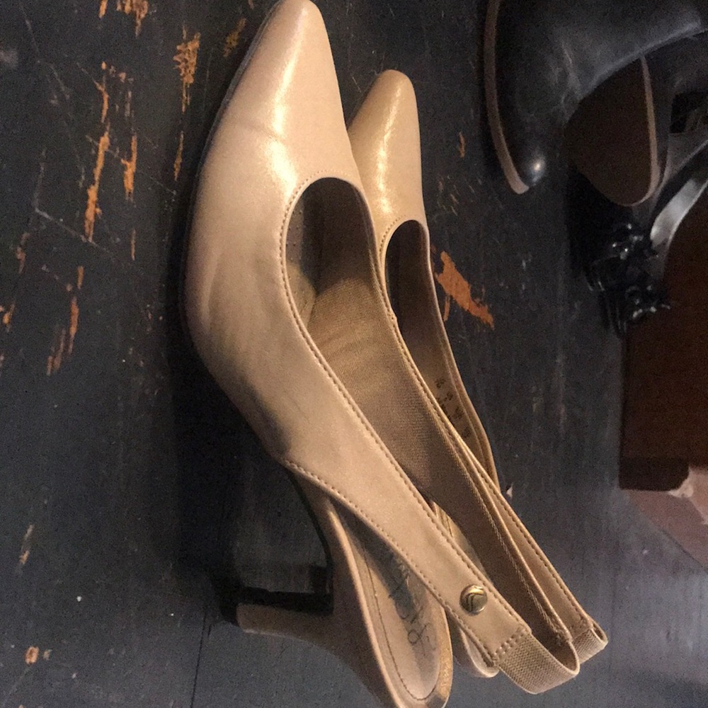 Tan sling back heels